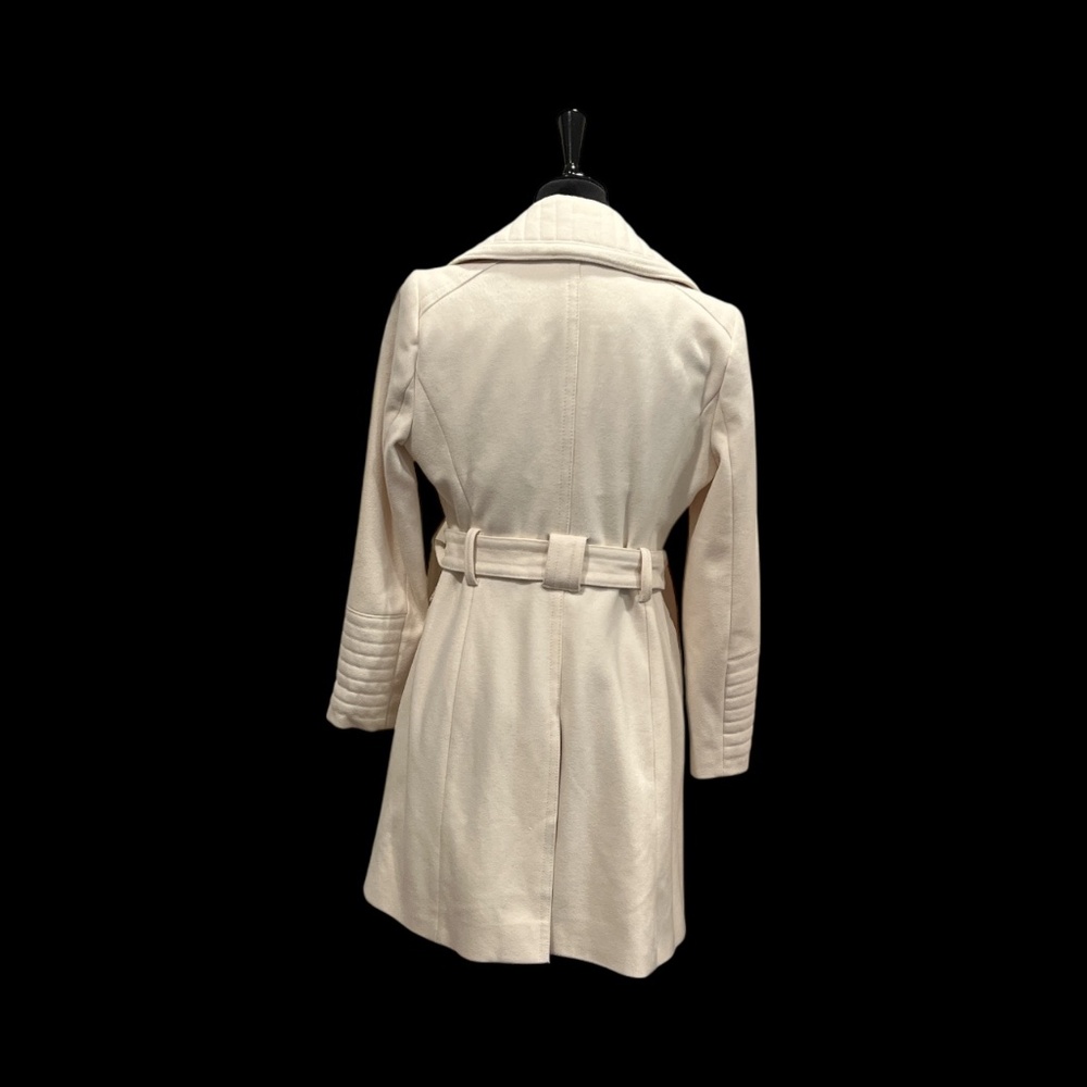 Bebe Ivory Wool Blend Belted Trench Coat S (Minor Flaw) - Picture 2 of 14